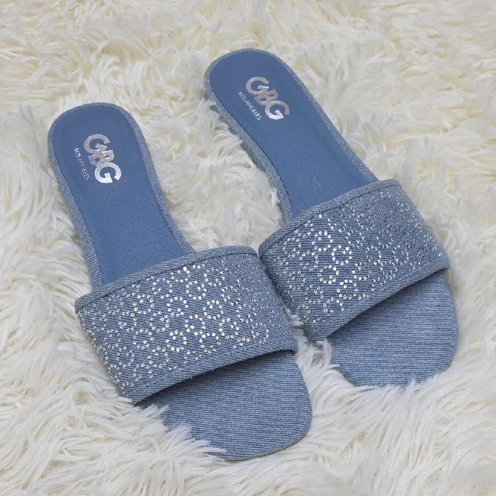 GBG Los Angeles Light Blue Slide Sandals